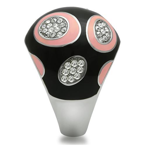 MATK263 - High polished (no plating) Stainless Steel Ring with Top Grade Crystal in Clear