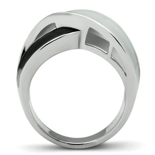 MATK265 - Rhodium Stainless Steel Ring with Epoxy in No Stone