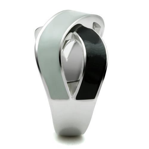 MATK265 - Rhodium Stainless Steel Ring with Epoxy in No Stone