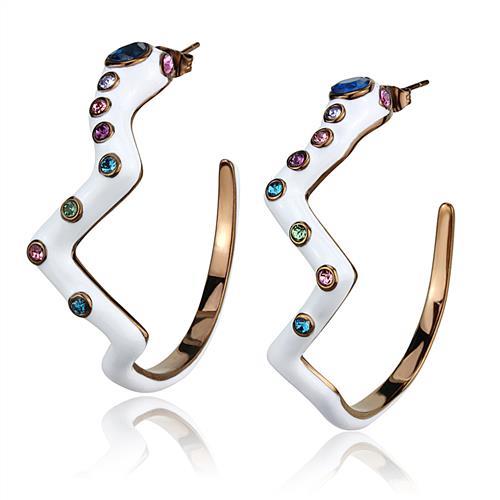 MATK2729 - IP Coffee light Stainless Steel Earrings with Top Grade Crystal in Multi Color