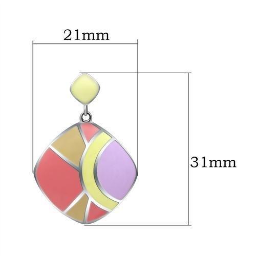 MATK279 - High polished (no plating) Stainless Steel Earrings with Epoxy in No Stone