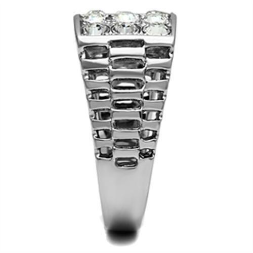 MATK360 - High polished (no plating) Stainless Steel Ring with Top Grade Crystal in Clear