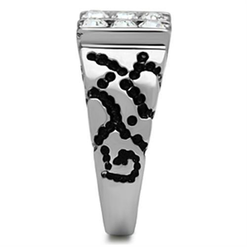 MATK365 - High polished (no plating) Stainless Steel Ring with Top Grade Crystal in Clear