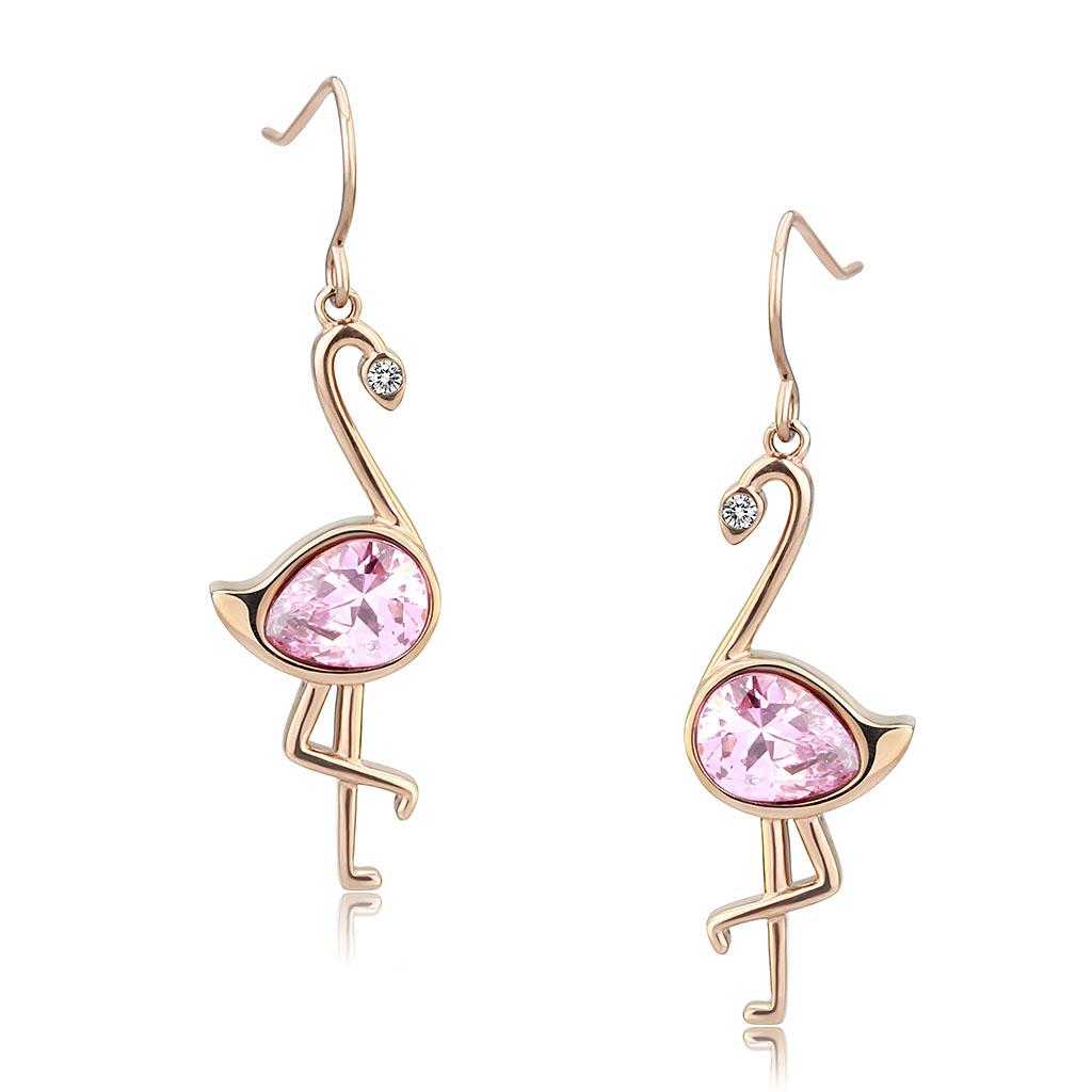 MATK3663 - IP Rose Gold(Ion Plating) Stainless Steel Earrings with AAA Grade CZ in Rose
