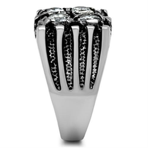 MATK366 - High polished (no plating) Stainless Steel Ring with AAA Grade CZ in Clear