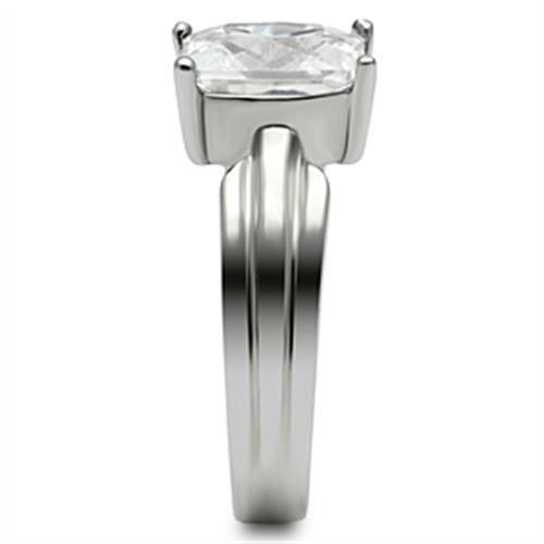 MATK391 - High polished (no plating) Stainless Steel Ring with AAA Grade CZ in Clear