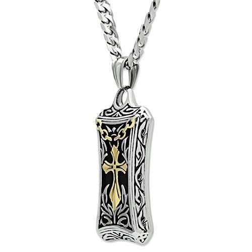 MATK455 - Gold+Rhodium Stainless Steel Chain Pendant with No Stone