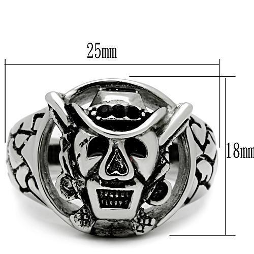 MATK502 - High polished (no plating) Stainless Steel Ring with Top Grade Crystal in Jet