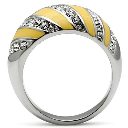 MATK506 - High polished (no plating) Stainless Steel Ring with Top Grade Crystal in Clear
