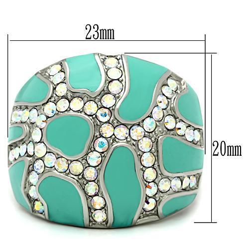 MATK507 - High polished (no plating) Stainless Steel Ring with Top Grade Crystal in Aurora Borealis (Rainbow Effect)