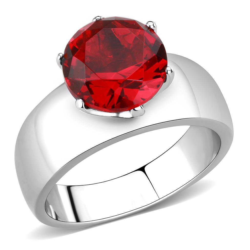 MATK52007 - High polished (no plating) Stainless Steel Ring with Synthetic Synthetic Glass in Siam