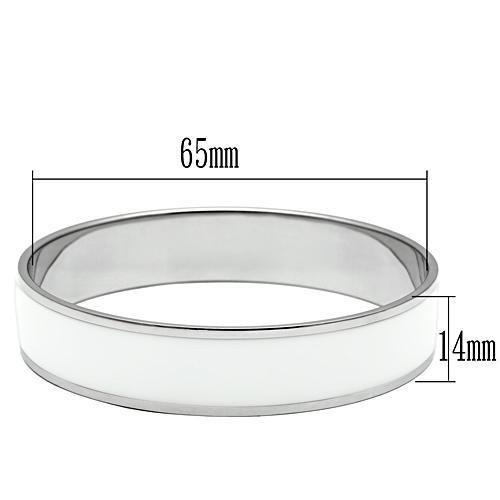 MATK532 - High polished (no plating) Stainless Steel Bangle with Epoxy in White