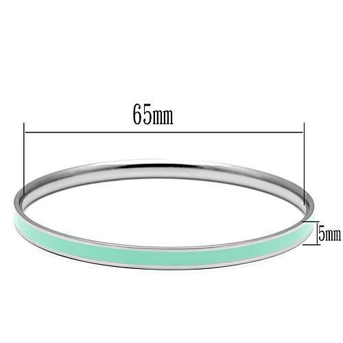 MATK541 - High polished (no plating) Stainless Steel Bangle with Epoxy in Aquamarine