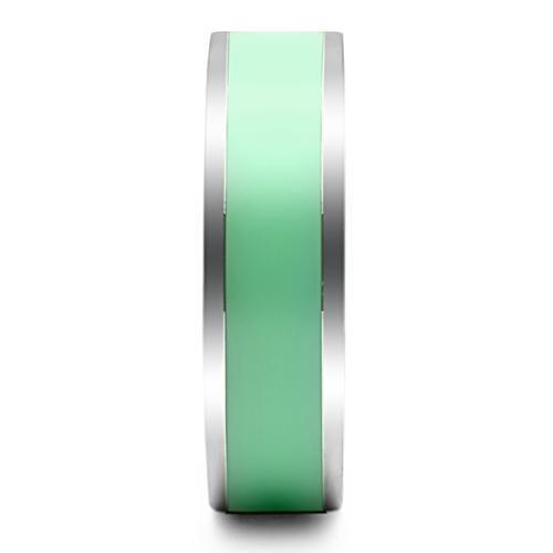 MATK542 - High polished (no plating) Stainless Steel Ring with Epoxy in Aquamarine