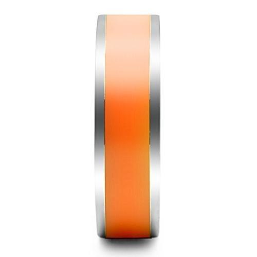 MATK544 - High polished (no plating) Stainless Steel Ring with Epoxy in Orange