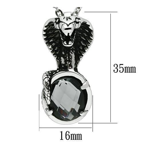 MATK552 - High polished (no plating) Stainless Steel Necklace with Synthetic Acrylic in Jet