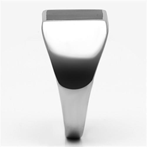 MATK594 - High polished (no plating) Stainless Steel Ring with Epoxy in Jet