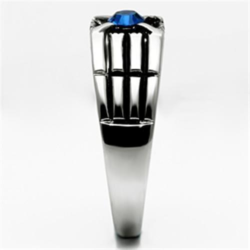 MATK598 High polished (no plating) Stainless Steel Ring with Top Grade Crystal in Capri Blue