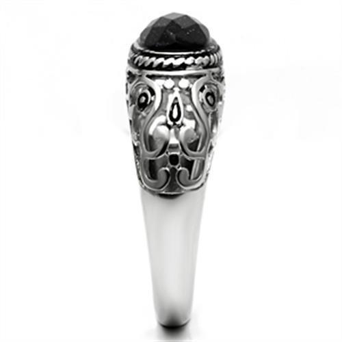 MATK599 - High polished (no plating) Stainless Steel Ring with Blue Sand in Montana