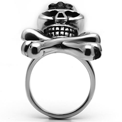 MATK606 - High polished (no plating) Stainless Steel Ring with Top Grade Crystal in Jet