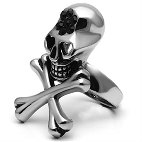 MATK606 - High polished (no plating) Stainless Steel Ring with Top Grade Crystal in Jet