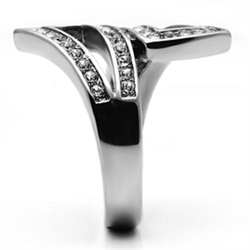 MATK625 - High polished (no plating) Stainless Steel Ring with Top Grade Crystal in Clear