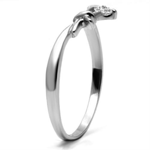 MATK627 - High polished (no plating) Stainless Steel Ring with AAA Grade CZ in Clear