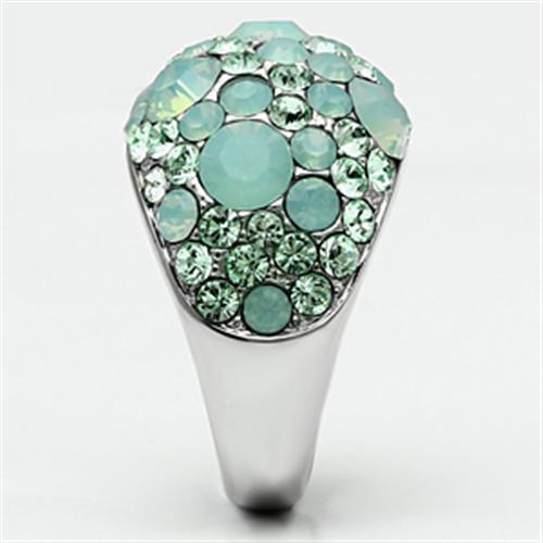 MATK641 - High polished (no plating) Stainless Steel Ring with Top Grade Crystal in Multi Color