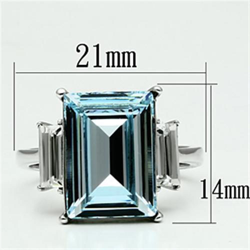 TK650 - High polished (no plating) Stainless Steel Ring with Top Grade Crystal in Sea Blue