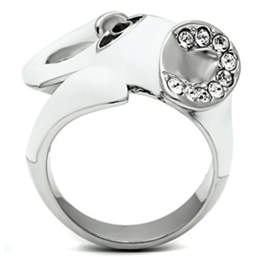MATK663 - High polished (no plating) Stainless Steel Ring with Top Grade Crystal in Jet