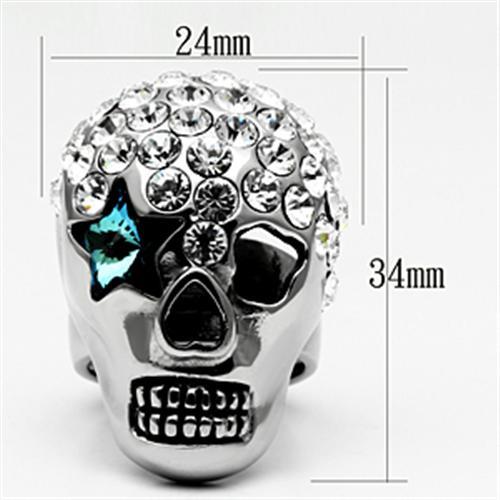 MATK669 - High polished (no plating) Stainless Steel Ring with Top Grade Crystal in Capri Blue