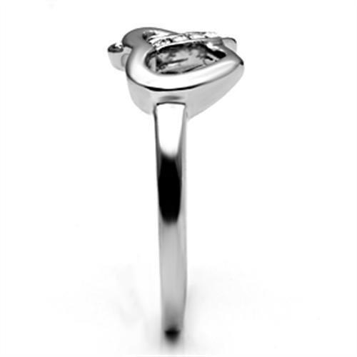 MATK695 - High polished (no plating) Stainless Steel Ring with Top Grade Crystal in Clear