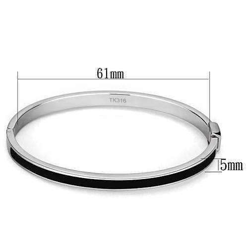 MATK741 - High polished (no plating) Stainless Steel Bangle with Epoxy in Jet