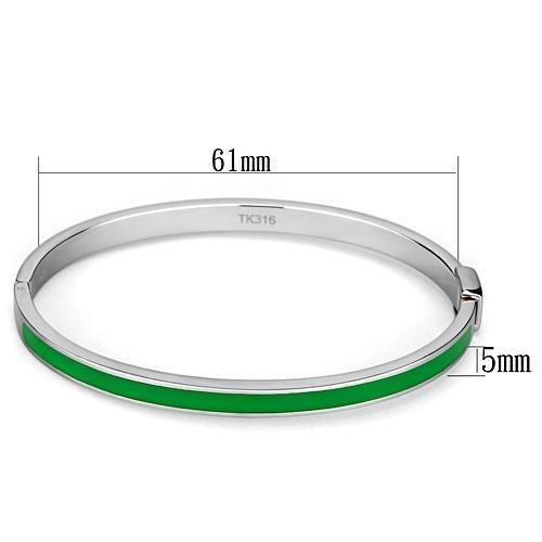 MATK745 - High polished (no plating) Stainless Steel Bangle with Epoxy in Emerald