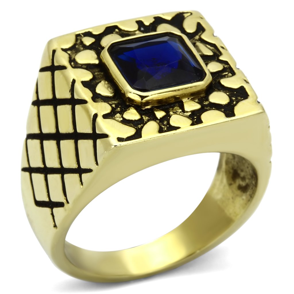 MATK763 - IP Gold(Ion Plating) Stainless Steel Ring with Synthetic Synthetic Glass in Montana