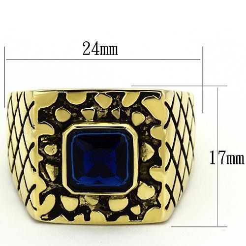 MATK763 - IP Gold(Ion Plating) Stainless Steel Ring with Synthetic Synthetic Glass in Montana