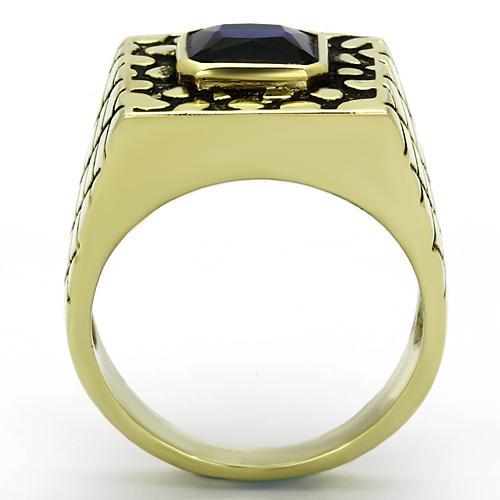 MATK763 - IP Gold(Ion Plating) Stainless Steel Ring with Synthetic Synthetic Glass in Montana