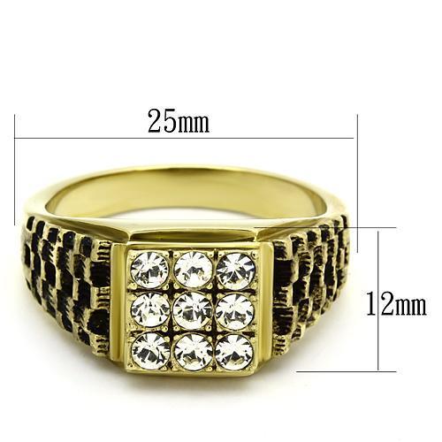 MATK765 - IP Gold(Ion Plating) Stainless Steel Ring with Top Grade Crystal in Clear
