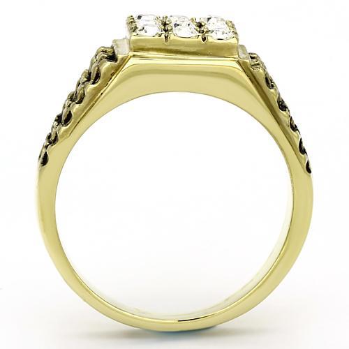 MATK765 - IP Gold(Ion Plating) Stainless Steel Ring with Top Grade Crystal in Clear
