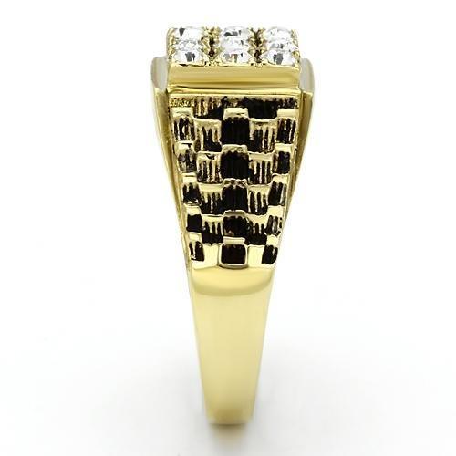 MATK765 - IP Gold(Ion Plating) Stainless Steel Ring with Top Grade Crystal in Clear
