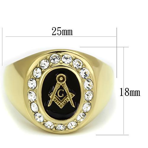 MATK766 - IP Gold(Ion Plating) Stainless Steel Ring with Top Grade Crystal in Clear