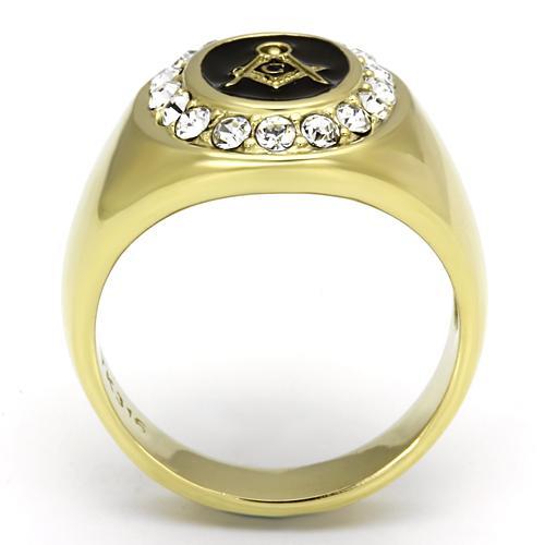 MATK766 - IP Gold(Ion Plating) Stainless Steel Ring with Top Grade Crystal in Clear