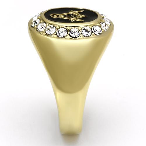 MATK766 - IP Gold(Ion Plating) Stainless Steel Ring with Top Grade Crystal in Clear
