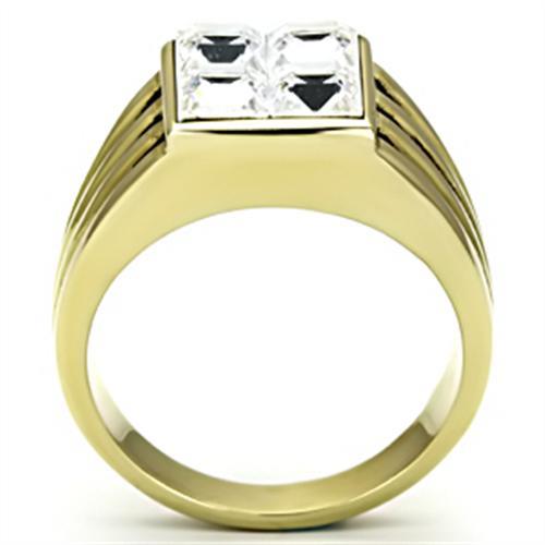 MATK769 - IP Gold(Ion Plating) Stainless Steel Ring with Top Grade Crystal in Clear