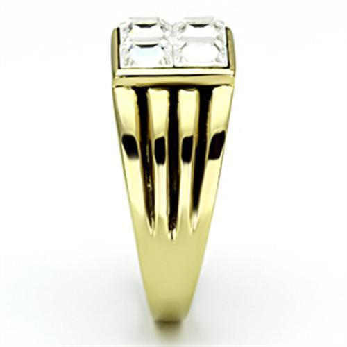 MATK769 - IP Gold(Ion Plating) Stainless Steel Ring with Top Grade Crystal in Clear
