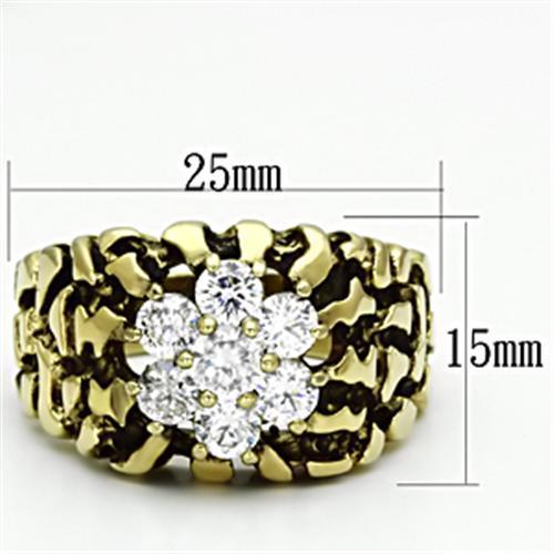 MATK771 - IP Gold(Ion Plating) Stainless Steel Ring with AAA Grade CZ in Clear