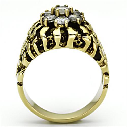 MATK771 - IP Gold(Ion Plating) Stainless Steel Ring with AAA Grade CZ in Clear