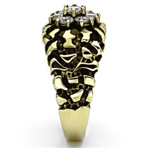 MATK771 - IP Gold(Ion Plating) Stainless Steel Ring with AAA Grade CZ in Clear