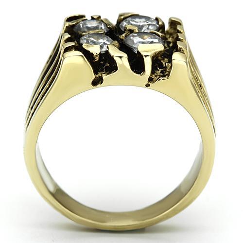 MATK772 - IP Gold(Ion Plating) Stainless Steel Ring with AAA Grade CZ in Clear