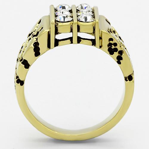 MATK774 - IP Gold(Ion Plating) Stainless Steel Ring with Top Grade Crystal in Clear